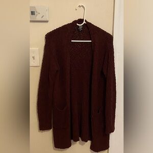 Bobeau Maroon open front cardigan with pockets size medium